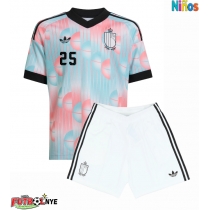 Camiseta Bélgica Nathan Ngoy #25 Visitante Equipación para niños Mundial 2026 manga corta (+ pantalones cortos)